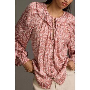 Anthropologie Florence Balducci Femme Collar Blouse Shirt Top Pink Boho Sz M